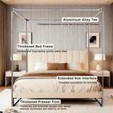 Canopy Bed Frame Queen Size, Thicken Stainless Steel Canopy Bed Frame, Bed Post Poles with Metal Connectors for Mosquito Curtains, Bedroom Decor Mosqutent