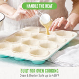 GreenLife 12-Cup Muffin Pan, Healthy Ceramic Nonstick Bakeware, PFOA & PFAS-Free Cupcake Tray, Durable Baking Pan, Versatile Kitchen Essential, Easy Clean Muffin Mold, Nonstick Baking Sheet, Turquoise GreenLife