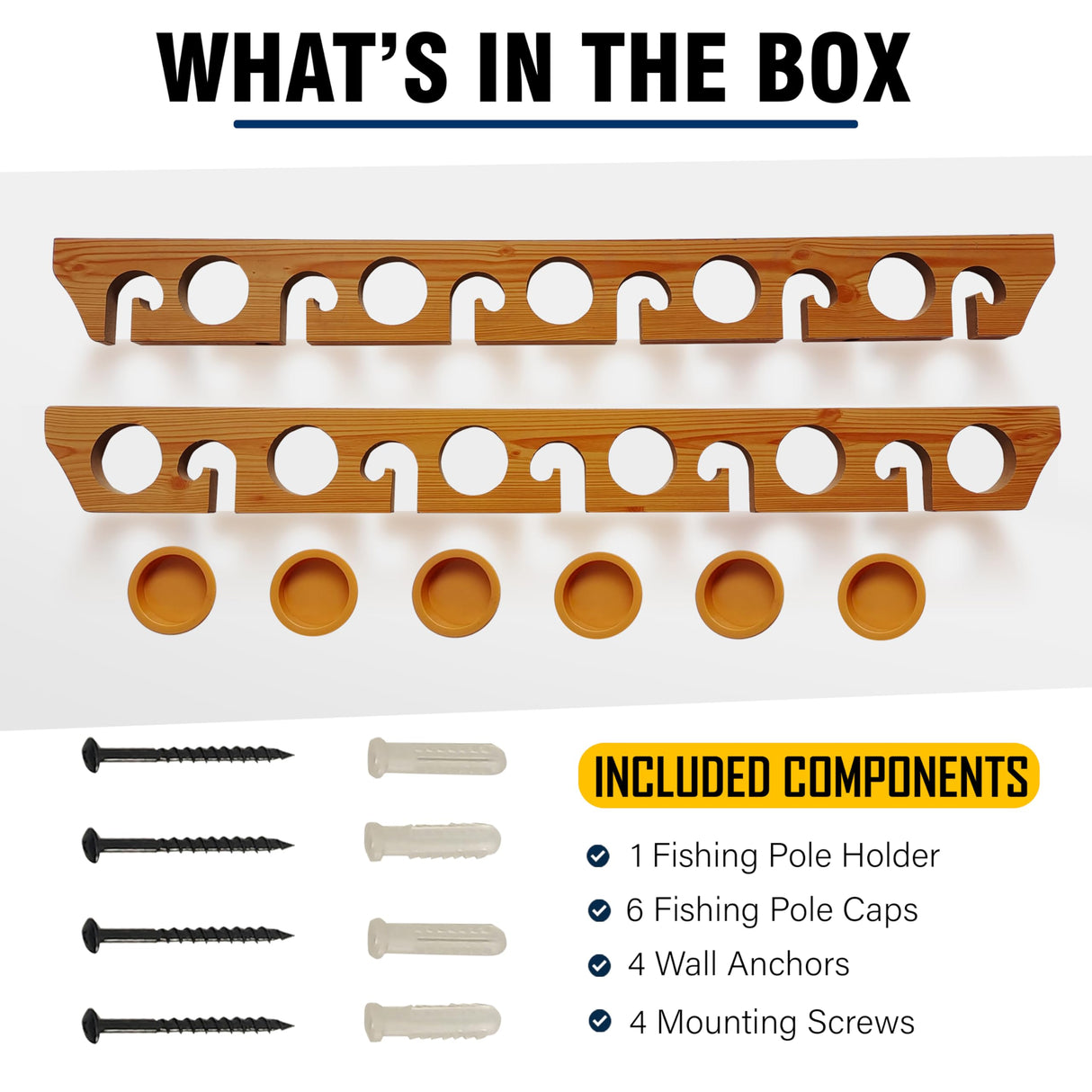 Rush Creek Creations 11-Rod Wall or Ceiling Fishing Rod Storage Rack, Vertical or Horizontal Garage Fishing Rod Holder with 11 Rod Capacity, Light Wood Grain Rush Creek Creations