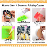 8 Pcs Bookshelf Diamond Art Coasters Kit - DIY 5D Small Diamond Painting Coasters with Holder, Mini Diamonds Arts Kits for Adults Coaster, Gem Art Arts and Crafts for Adults Clendo