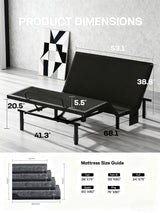 Ciays NS0 Queen Adjustable Bed Base - Smart Dual Motor Bed Frame with Wireless Remote, 3-Min Assembly, Zero Gravity & Anti-Snore Modes, Under Bed Lighting, 4 USB Ports Ciays