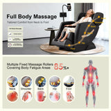 2025 Massage Chair Full Body, Zero Gravity Shiatsu Massage Chair Recliner - Upgraded 10-Point Roller, Heating, Airbags, Foot Roller, Bluetooth, Back Pain Relief, Gift for Parent (Brown & Black) VUYSUYVY