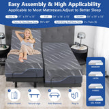 Split King Adjustable Bed Bases with Mattress, 12 Inch Grey Gel Memory Foam Medium-Firm Mattress in Box, Adjustable Bed with Wireless Remote, Sturdy Metal, Easy Assembly Smart Electric Bed Frame Vipbear