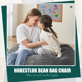 Hobestluk 3.5FT Bean Bag Chair Large Bean Bag with Filler Included Bean Bag Chairs for Adults Teardrop Bean Bag Chair with Removable Cover for Bedroom Living Room - (Large, Grey) Hobestluk