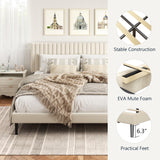 HAOARA King Size Bed Frame,King Size Platform Bed Frame and Velvet Upholstered Headboard with Strong Wood Slats, Box Spring Optional, Mattress Foundation, Easy Assembly Beige HAOARA