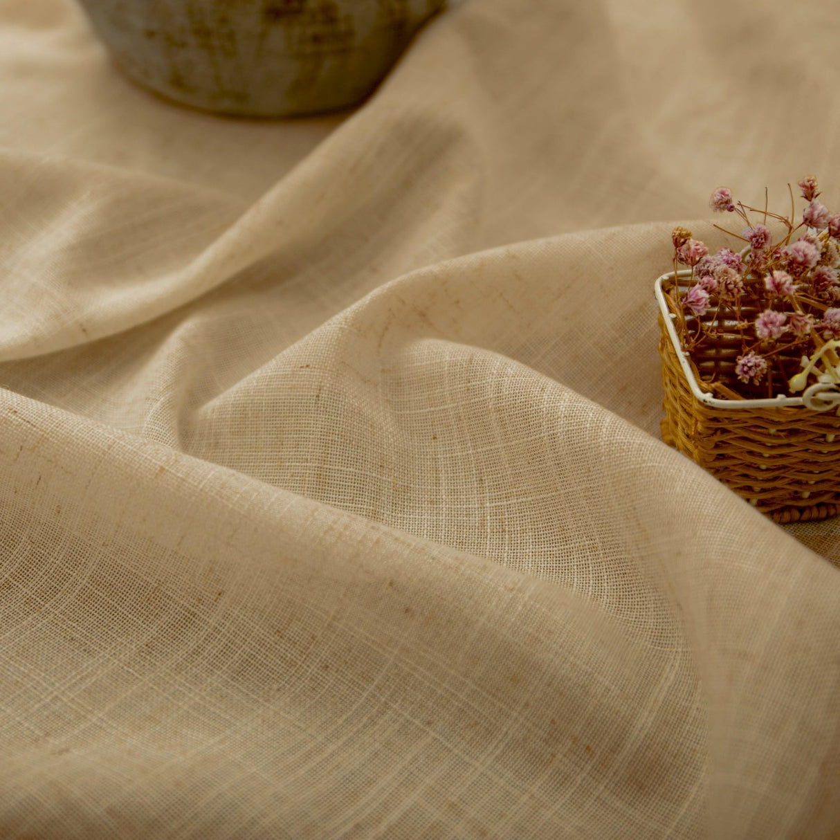 Pitalk Burlap Color Linen Window Valance for Kitchen 3 Inch Rod Pocket Semi Sheer Primitive Rustic Farmhouse Valance Curtain Topper for Bedroom Living Room Dining Bathroom 18 Inch Length Tan Brown Pitalk