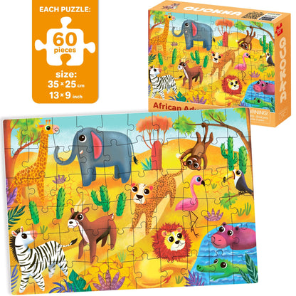 QUOKKA Puzzles for Kids Ages 4-6 - Set of 4x60 Jigsaw Puzzles for Toddlers 3-5 - Animals Toys for Children 6-8 yo - Gift Educational Game for Boys & Girls