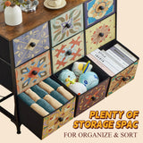 EnHomee Dresser for Bedroom with 9 Drawers Boho Dressers & Chest of Drawers Fabric 9 Drawer Dresser for Closet, Entryway, Hallway, Wooden Top EnHomee