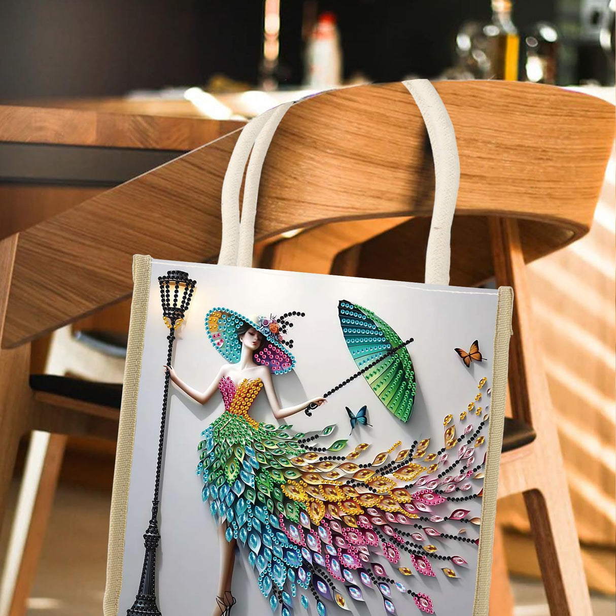 JZHYOAN DIY Diomand Art Tote Bags Kits,Diamond Painting Canvas Tote Bags for Adults, Portable Book Storage, Reusable Grocery Hand Storage Reusable Grocery Bag Canvas Gift Bags for DIY JZHYOAN