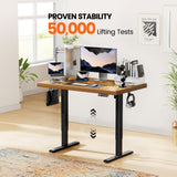 ErGear Whole Piece Standing Desk, 48x24 Inch Thick Adjustable Desk with 4 Height Memory, Electric Sit Stand Desk with Cable Management Tray, Ergonomic Desk for Home Office, Vintage Brown, EGESD73V ErGear