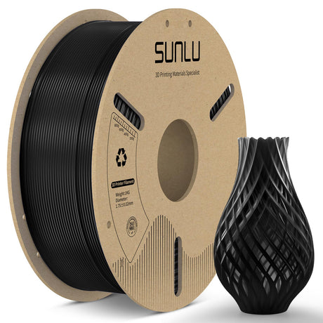 SUNLU PLA+ Filament 1.75mm, 3D Printer Filament 1.75mm ±0.02mm, PLA Plus Fit Most FDM 3D Printer, 1KG Cardboard Spool. (Black) SUNLU