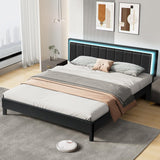 IMMERSTABLE King Size Upholstered Bed Frame with LED Lights and Storage IMMERSTABLE
