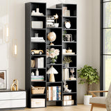 FOTOSOK Triple Wide 71" Tall Black Media Storage Tower with Adjustable Shelves FOTOSOK