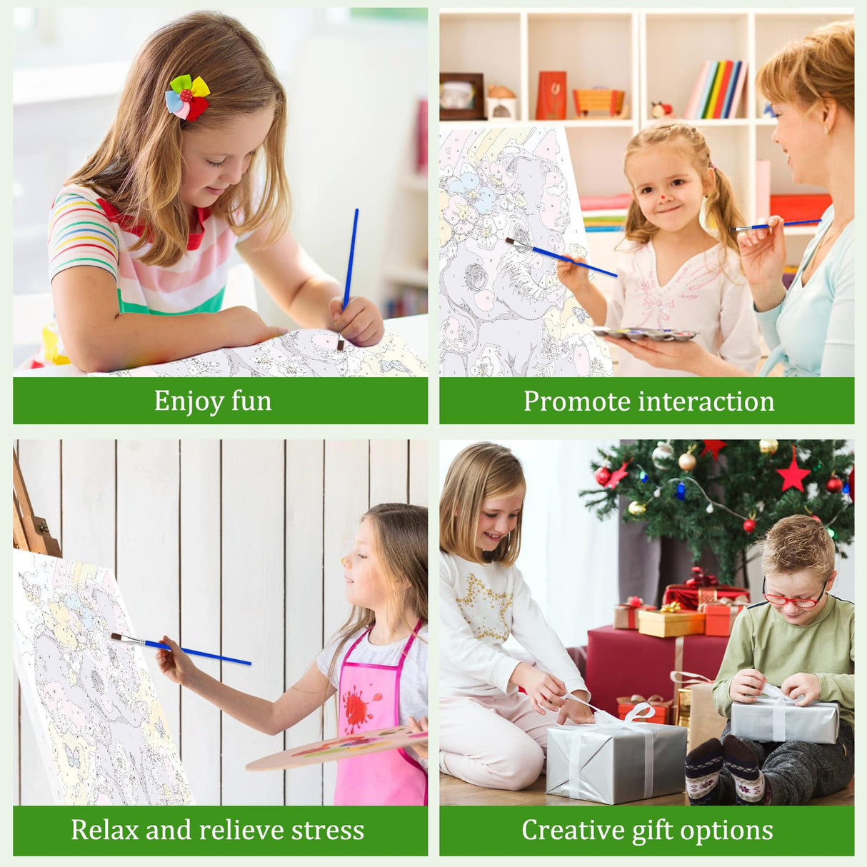 MAXBYE 4 Pack Paint by Numbers Kit for Kids, Cute Animals Painting Kits for Ages 8-12, Easy Paint by Number for Kids with Wooden Frame, DIY Acrylic Oil Painting Kit for Wall Decor 8X8 in MAXBYE