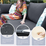 BULEXYARD 7 Piece High Back Outdoor Furniture Set with Fire Pit, Contemporary All Weather Wicker Patio Couch Sofa Set, Extra Large Modular 6-Seater Sectional Backyard Seating Wide Deep for Lawn, Grey BULEXYARD