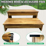 Long wooden step stool, 2 steps wood stool with non-slip pads for kitchen high bed for kids, adults and elderly (26.8" L*20.1" W*11.8" H) yeezoo