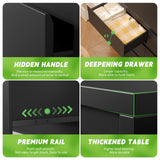 Greenvelly Black 9 Drawer Dresser, Modern Long 9 Drawer Dresser, Wood Dresser with 9 Large Drawers for Bedroom, Wooden Dressers & Chests of Drawers with Smooth Metal Rail for Nursery, Women, Family Greenvelly