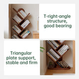 Wayshome 10 Tiers Bookshelf, Standing Tree Bookshelf, Creative Multi-Layer Bookcase, Standing Bookcase Rack Book Storage Organizer Shelves for Study, Bedroom, Office Walnut Wayshome