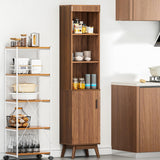Bifins 68" Tall Bathroom Storage Cabinet,Narrow Fluted Tower Cabinet with Door and Shelves,Slim Space Saving Storage Unit for Bathroom Kitchen Living Room (Walnut, 11.8" D x 15.75" W x 68" H) Bifins