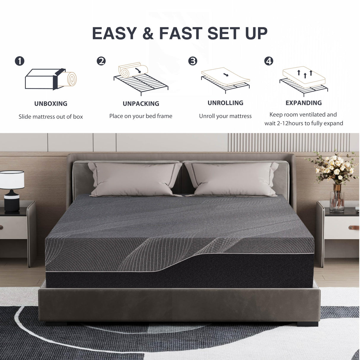 Dyonery 14 inch Full Mattress Memory Foam Mattress in a Box, CertiPUR-US Certified, Fiberglass Free, Cooling Gel Double Mattress, Made in USA, 75" × 54" × 14", Medium Dyonery