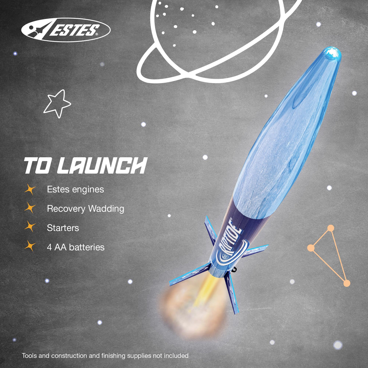 Estes 1403 Riptide Rocket Launch Set, Prebuilt Beginner Flying-Rocket-Model Set for Ages 10+, Includes Launch Pad System Estes