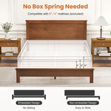 Giantex Mid Century Walnut Queen Platform Bed Frame with Elegant Headboard and Solid Wood Support Giantex
