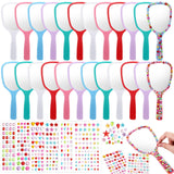 Wonderjune 24 Pcs Handheld Mirror DIY Decorate Your Own Mermaid Princess Mirror for Classroom Princess Birthday Party Favors Crafts Mermaid Game Decorations Supplies Wonderjune