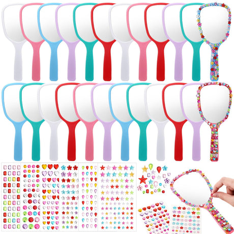 Wonderjune 24 Pcs Handheld Mirror DIY Decorate Your Own Mermaid Princess Mirror for Classroom Princess Birthday Party Favors Crafts Mermaid Game Decorations Supplies Wonderjune
