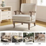 HULALA HOME Mid-Century Modern Accent Chairs Set of 2, Upholstered Lounge Arm Chair with Solid Wood Legs and Armrest, Removable Cushion Comfy Reading Armchair for Living Room, Bedroom, Balcony, Linen HULALA HOME