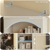 METOTI 71" H Tall Bookshelf and Bookcase, Farmhouse Book Shelf with 5-Tier Open Shelves, Wooden Bookcase Freestanding Display Bookshelves for Bedroom, Living Room, White METOTI