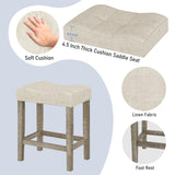 3-Piece Allamazing Natural Counter Height Bar Table Set with USB Ports and 2 Fabric Padded Stools allamazing