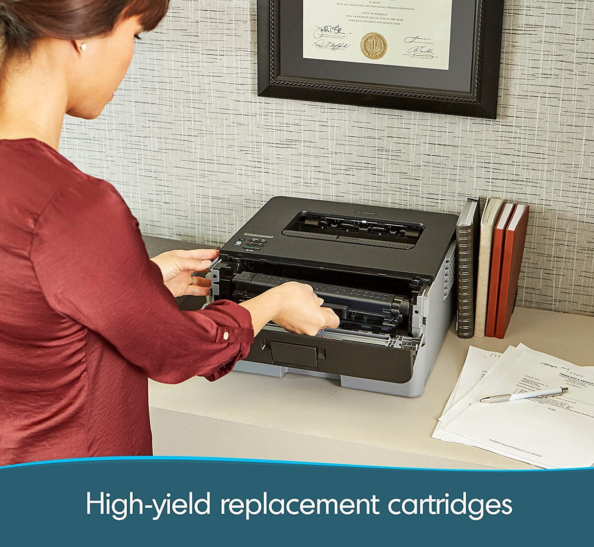 Brother HL-L2350DW Series Compact Wireless Monochrome Laser Printer - Mobile Printing - Auto Duplex Printing - Up to 32 Pages/min - Up to 250 Sheet Paper - 1-line LCD Display + HDMI Cable Brother