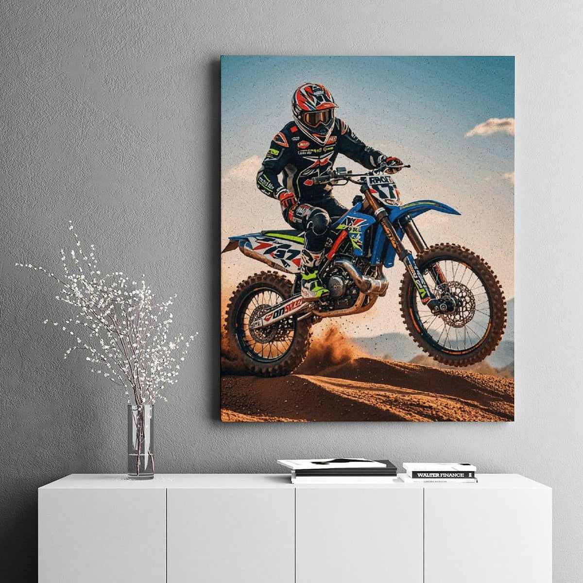 Sport Motorcycle Motocross Racing Theme Paint by Numbers Kit for Adults Beginners Adult Paint by Number Kits on Canvas DIY Acrylic Oil Paints Paintwork with Paintbrushes for Gift Home Wall Decor 16*20 TKJMCSW