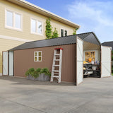 Aoxun 12x20x9.3 FT Shed Outdoor Metal Garage Shed 1700 CUFT Extra Large Storage Shed for Vehicles & Sundries 11" Snow Load Double-Door All-Weather Garden Shed (Brown) Aoxun