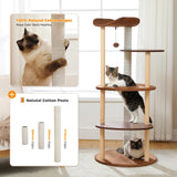 PETEPELA Wood Cat Tree Tower for Indoor Cats,5-Level Modern Cat Tree Cat Activity Center with Scratching Posts, Brown PETEPELA