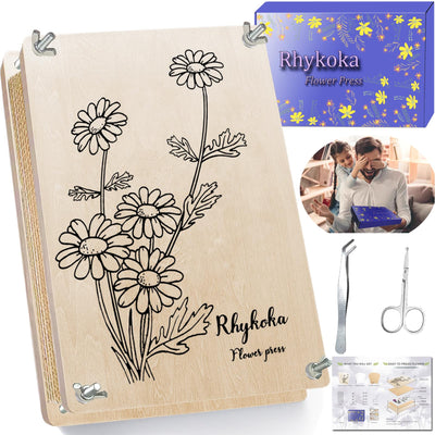 Rhykoka Large Flower Press Kit for Adults, 10 Layers 11.8 x 8.3 Inches DIY Wood Leaf Plant Press Kit, Great Gift for DIY Arts and Crafts Lovers (Light Beige)