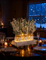 KIVIVO Winter Centerpieces for Tables, Table Decor with Mason Jar, Flowers Picks, Farmhouse Wood Tray, Snowflake Sign, 22 Pcs Christmas Winter White Wonderland Table Decorations Centerpieces for Home KIVIVO