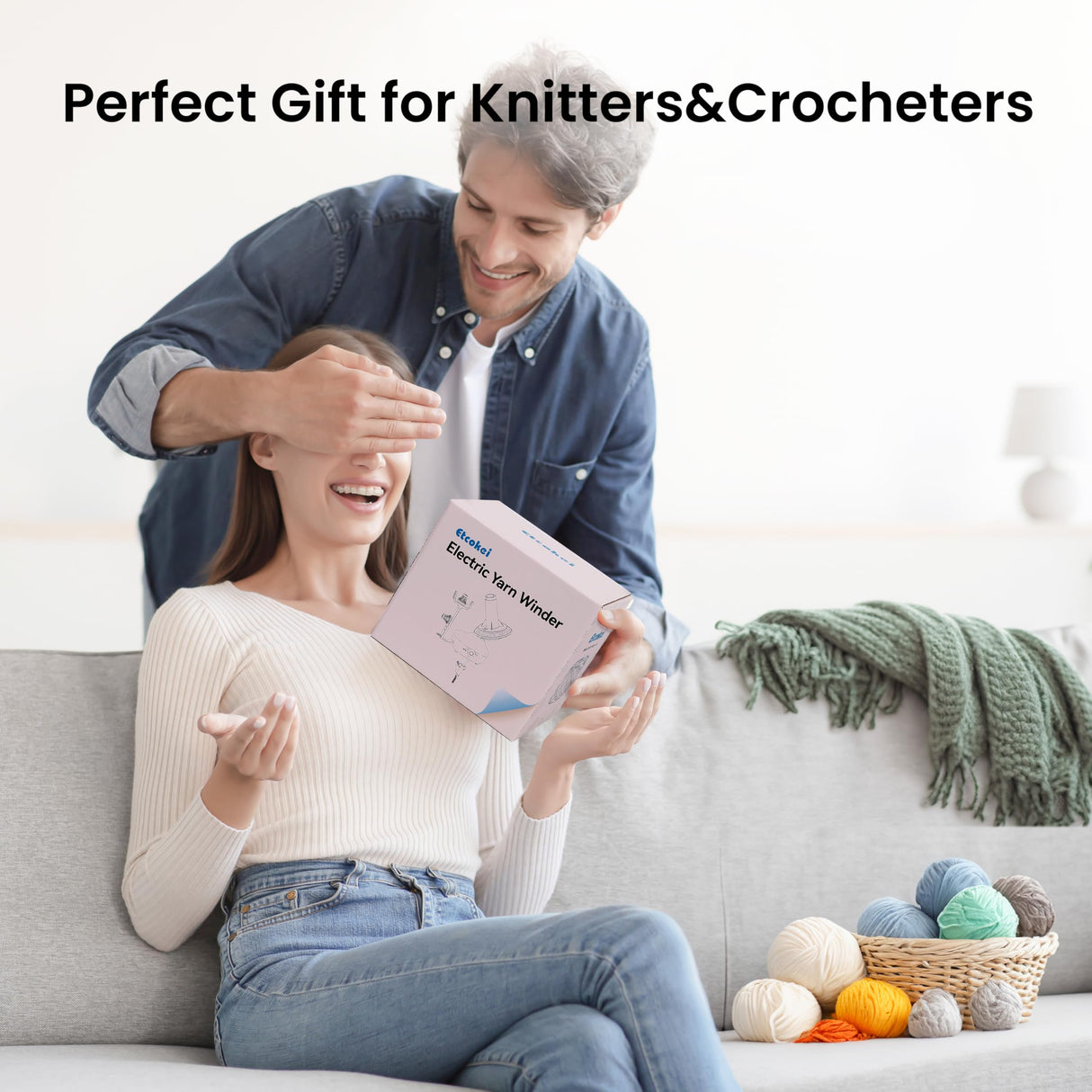 Etcokei Yarn Winder, Electric Yarn Ball Winder for Crocheting, Compact Yarn Cake Winder with Strong Tension Stepless Speed, Automatic Yarn Spinner Wool Winder, Ideal Helper for Knitting Lovers(White) Etcokei