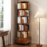 TruRim 360° Rotating Wooden Bookshelf Tower - Space-Saving Six-Tier Storage for Home TruRim