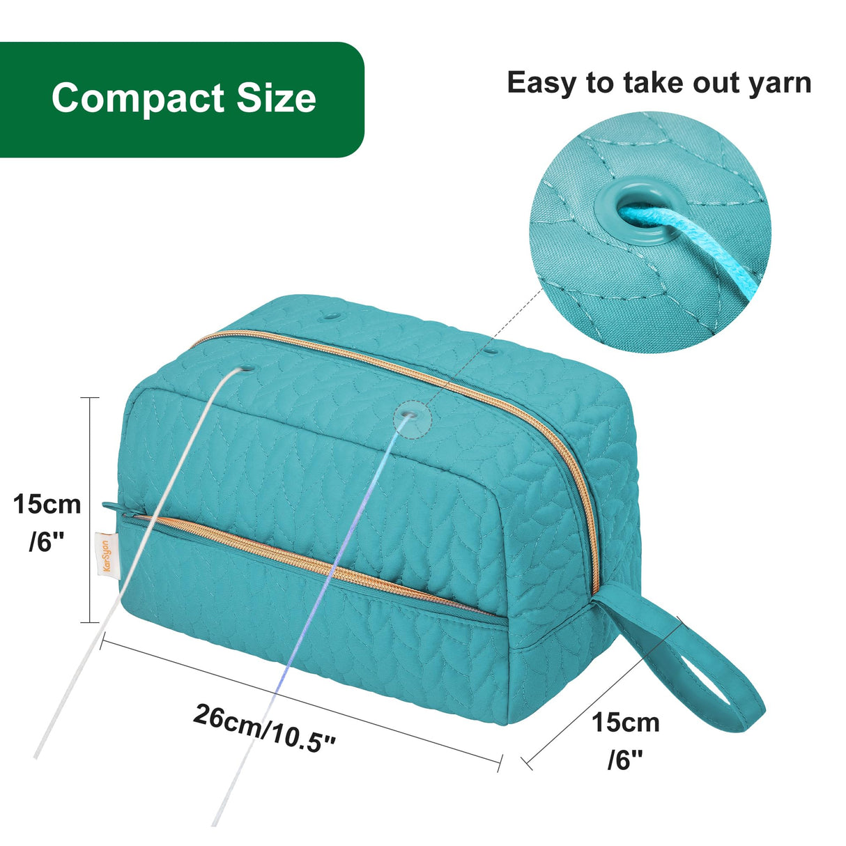 KarSyon Crochet Yarn Bag Knitting Bag Storage for Crocheting Accessories Crochet Hook Case Organizer Gift for Crochet Lovers (Teal), K3201 KarSyon