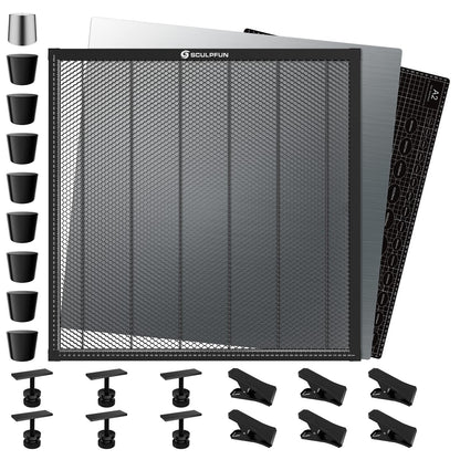 SCULPFUN Honeycomb Laser Bed 600x 600mm(23.6"x 23.6") with Clamps and Raisers, Honeycomb Working Table for S30 Ultra 11W, 22W, 33W and Other Large Laser Engraver, Smooth Edge Cutting, Table P - WoodArtSupply