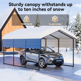 Metal Carport 10'x15'x8.5' Ft Heavy Duty Grey Galvanized Steel Roof Multi-Use Shelter Canopy with Metal Frame, Prefab Carport Garage for Cars, Boats, and Tractors DEYEGELEA