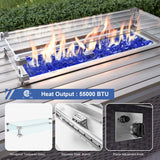 ALAULM 11 Pieces Patio Furniture Set with 2 Swivel Chairs Patio Furniture Outdoor Sectional Sofas with 55000 Gas Fire Pit Patio Conversation Set w/8 Cushions-Dark Blue ALAULM