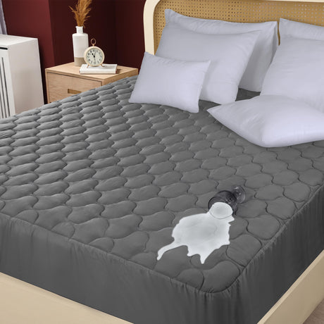 Utopia Bedding Waterproof Mattress Protector, Queen Mattress Pad, Quilted Fitted Cover Stretches up to 16 Inches Deep (Grey) Utopia Bedding