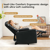 ANJ Power Recliner Chair with USB Port, Electric PU Leather Home Theater Seating for Living Room, Movie Reclining Chairs with Blue Ambient Lighting, Hidden Arm Storage, Cup Holders (Black) ANJ