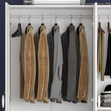 Homsee White Wardrobe Armoire Wooden Closet with 3 Doors, 5 Storage Compartments, 2 Hanging Rods & Decorative Handles for Bedroom Homsee