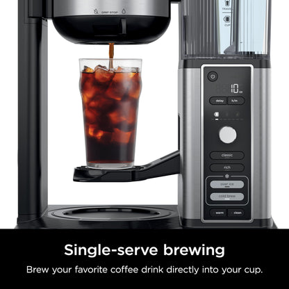 Ninja Hot & Iced XL Coffee Maker with Rapid Cold Brew, 4 Brew Styles, 8 Sizes Small Cup to Travel Mug, Single-Serve Coffee Brewer, 12-Cup Carafe, Permanent Filter, Removable Reservoir, Black, CM371