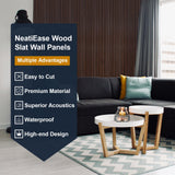 NeatiEase Wood Panels for Wall, 4-Piece 96" x 12.6" Soundproof Wood Slat Wall Panel for Interior Wall Decor Noise Cancelling, Wood Acoustic Wall Panels, Sound Absorbing Panel (Rustic Walnut) NeatiEase