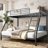 soges Metal Bunk Bed Twin Over Full Size with Ladder & Guardrail, Metal Bed Frame for Teens Adults, Heavy Duty Sturdy Bunk Beds, Black soges