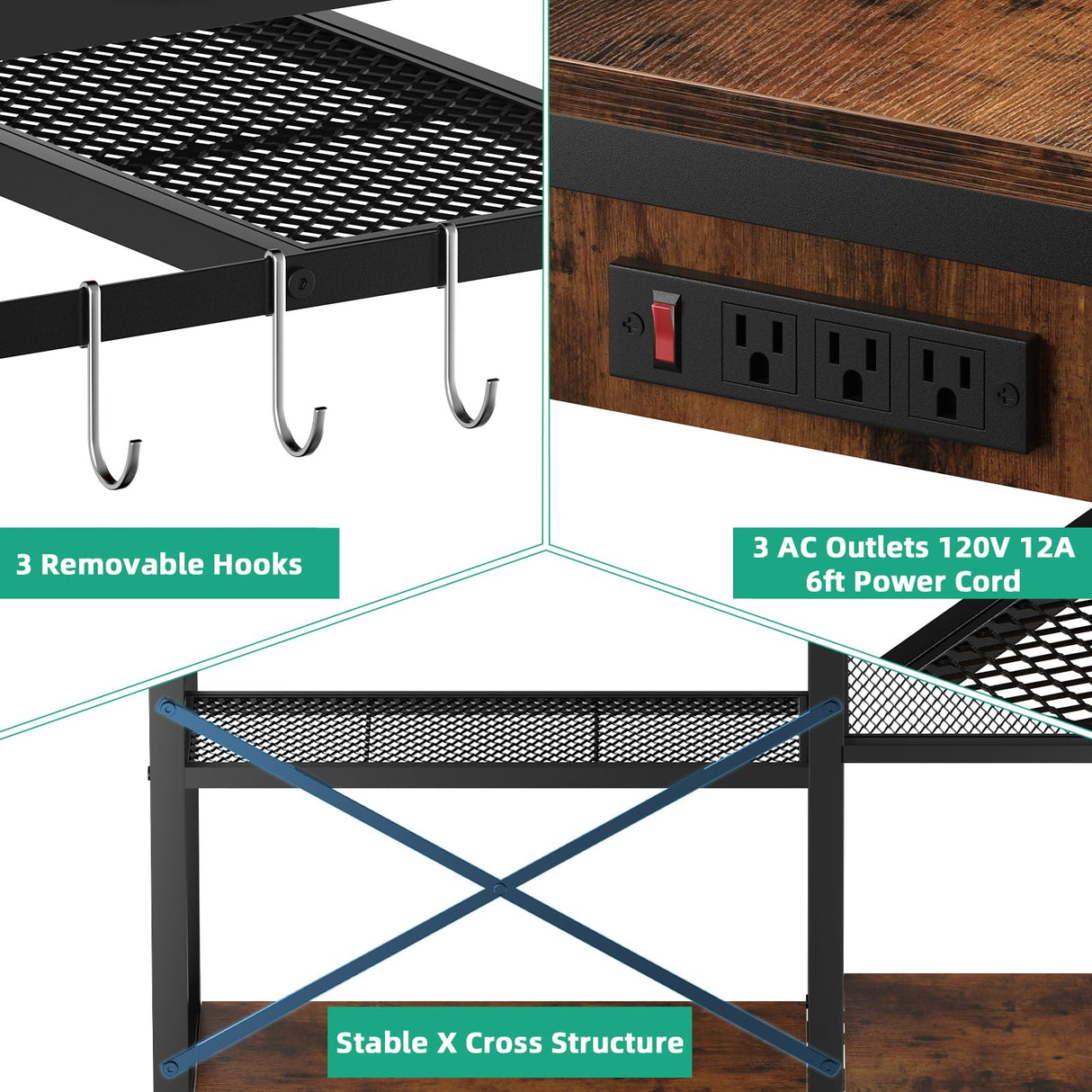 Kalrin 55-75 Gallon Aquarium Stand, 5-Tier Metal Frame Fish Tank Stand 40 Gallon Tank Stand 49.2" L*18.9" W Tabletop 780lbs Capacity (Vintage Brown, 55-75 Gallon) Kalrin